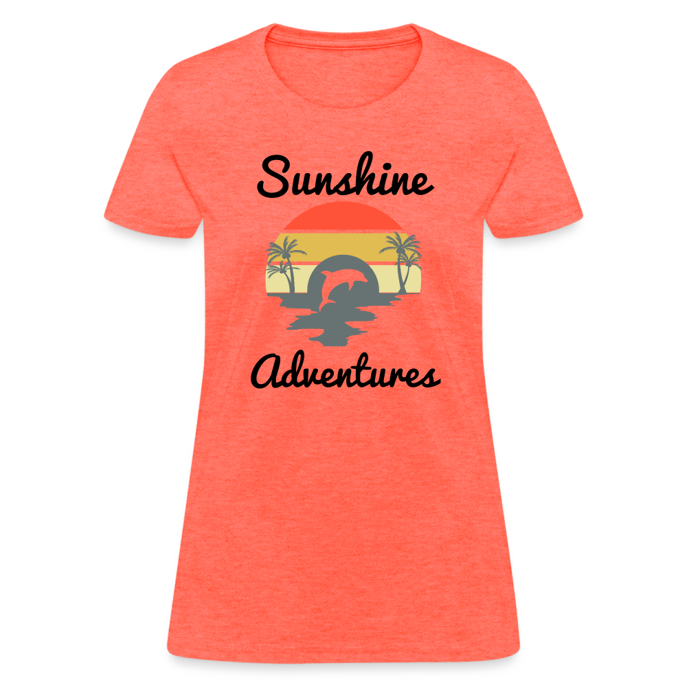 Dolphin Sunshine Adventures Women's Tee - heather coral