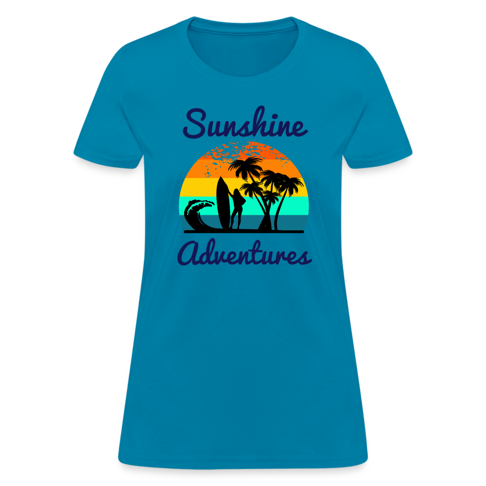 Surfing Sunshine Adventures Women's Tee - turquoise