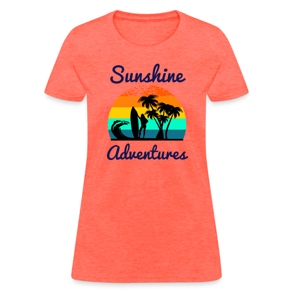Surfing Sunshine Adventures Women's Tee - heather coral