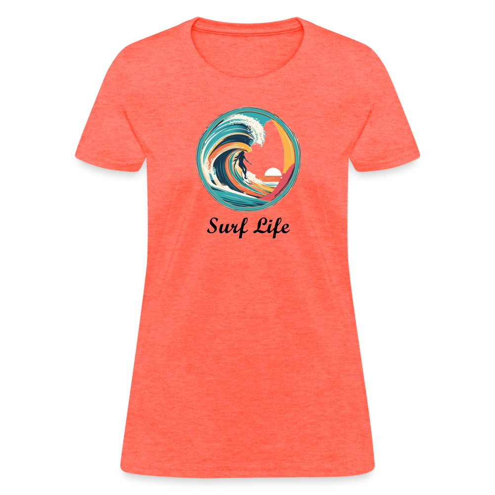 Surf Life Women's Tee - heather coral