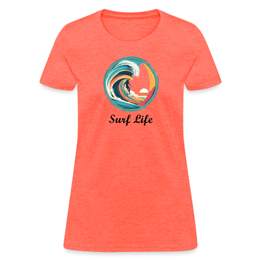 Surf Life Women's Tee - heather coral