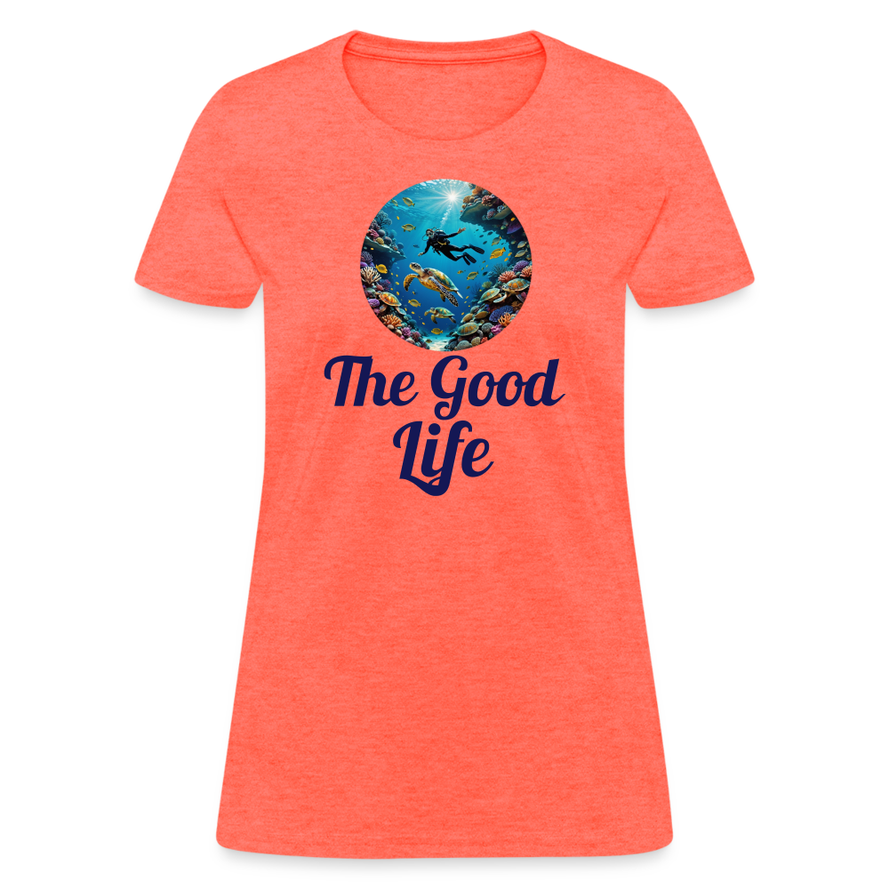 Good Life Diving Women's Tee - heather coral