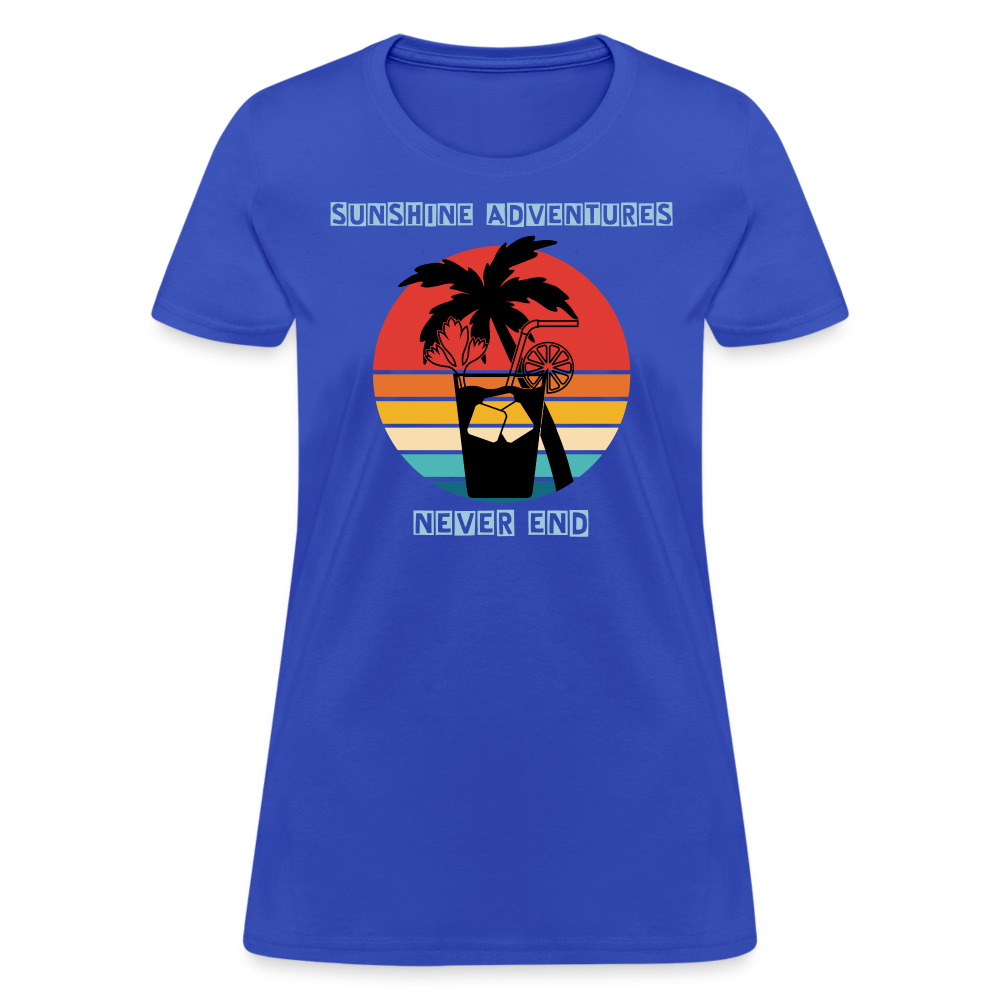 Beach Drink Sunshine Adventures Women's Tee - royal blue