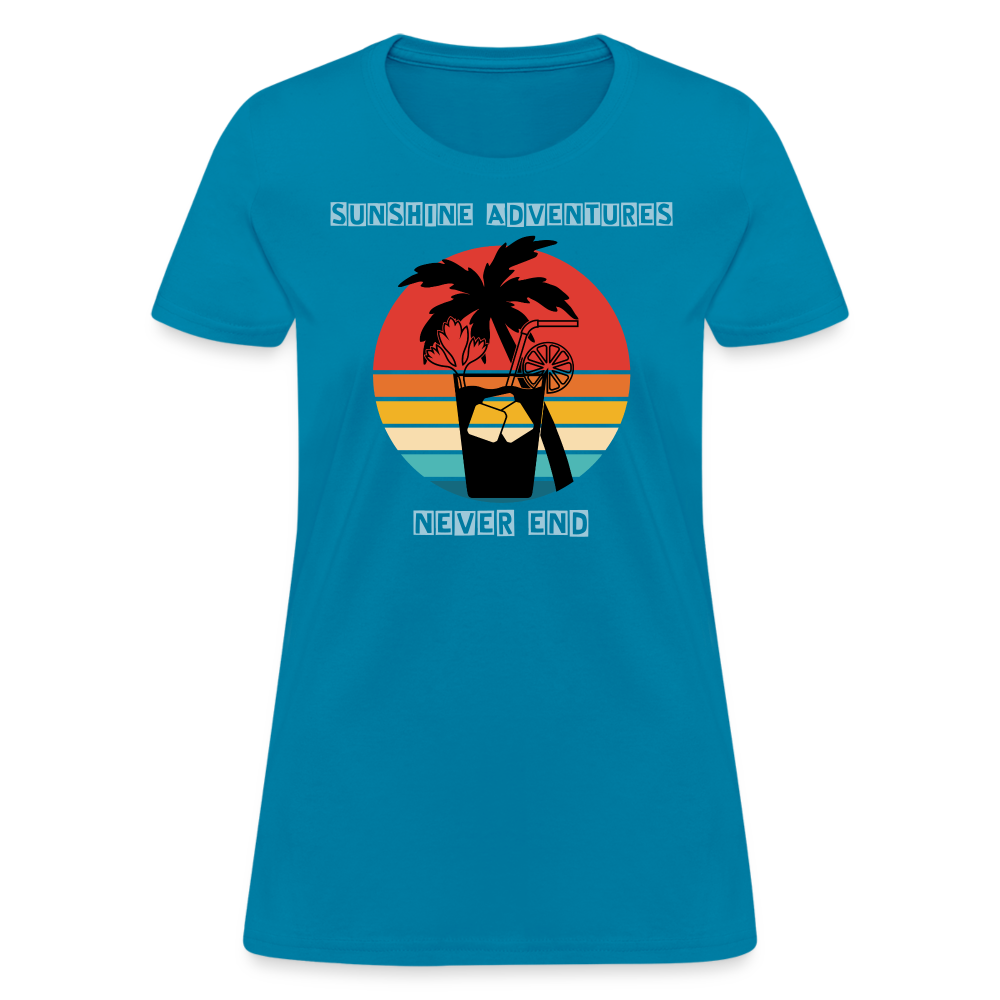 Beach Drink Sunshine Adventures Women's Tee - turquoise