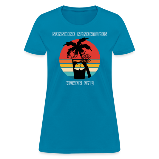 Beach Drink Sunshine Adventures Women's Tee - turquoise