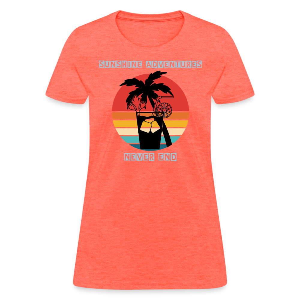 Beach Drink Sunshine Adventures Women's Tee - heather coral