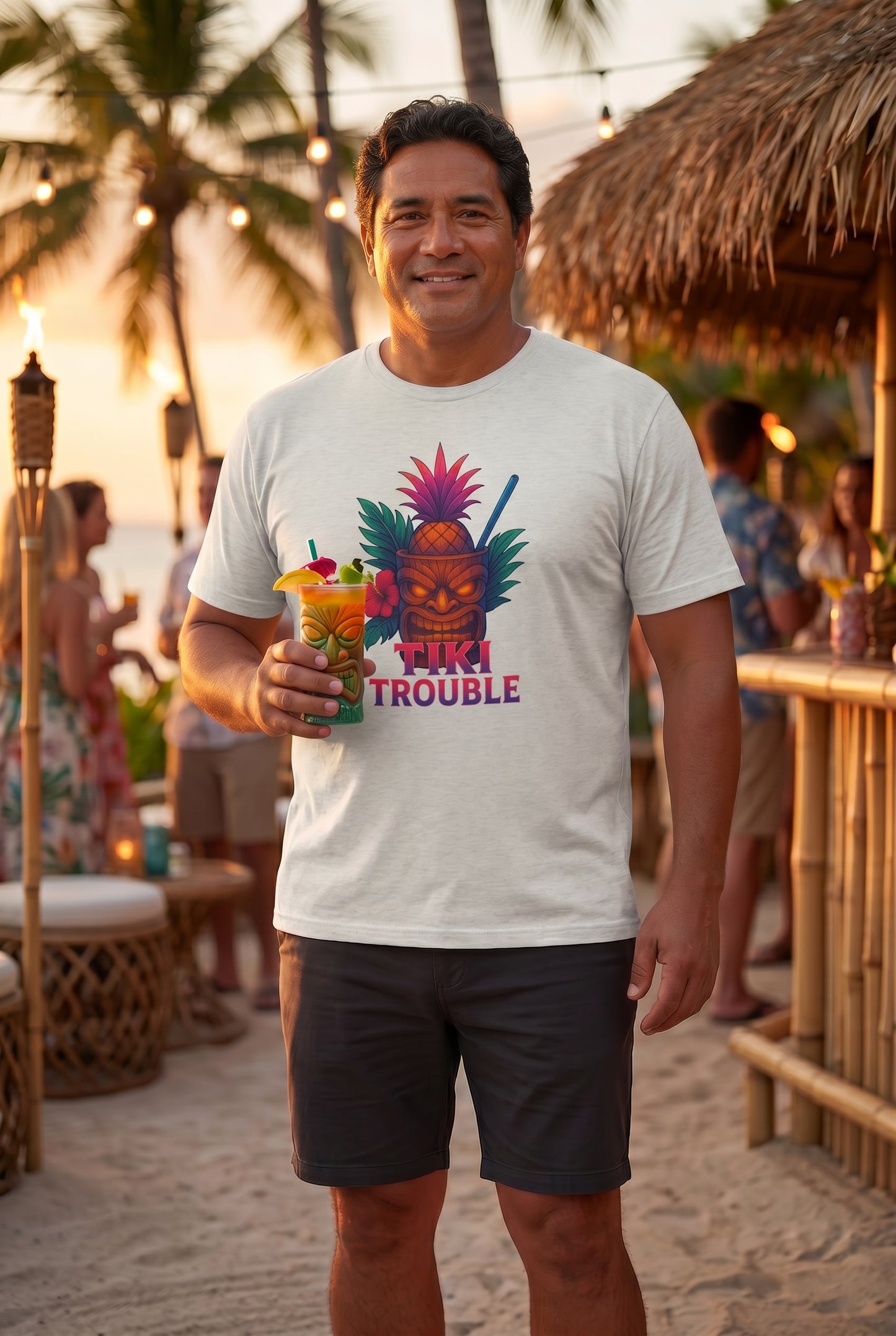 Tiki Trouble Tropical Graphic Tee