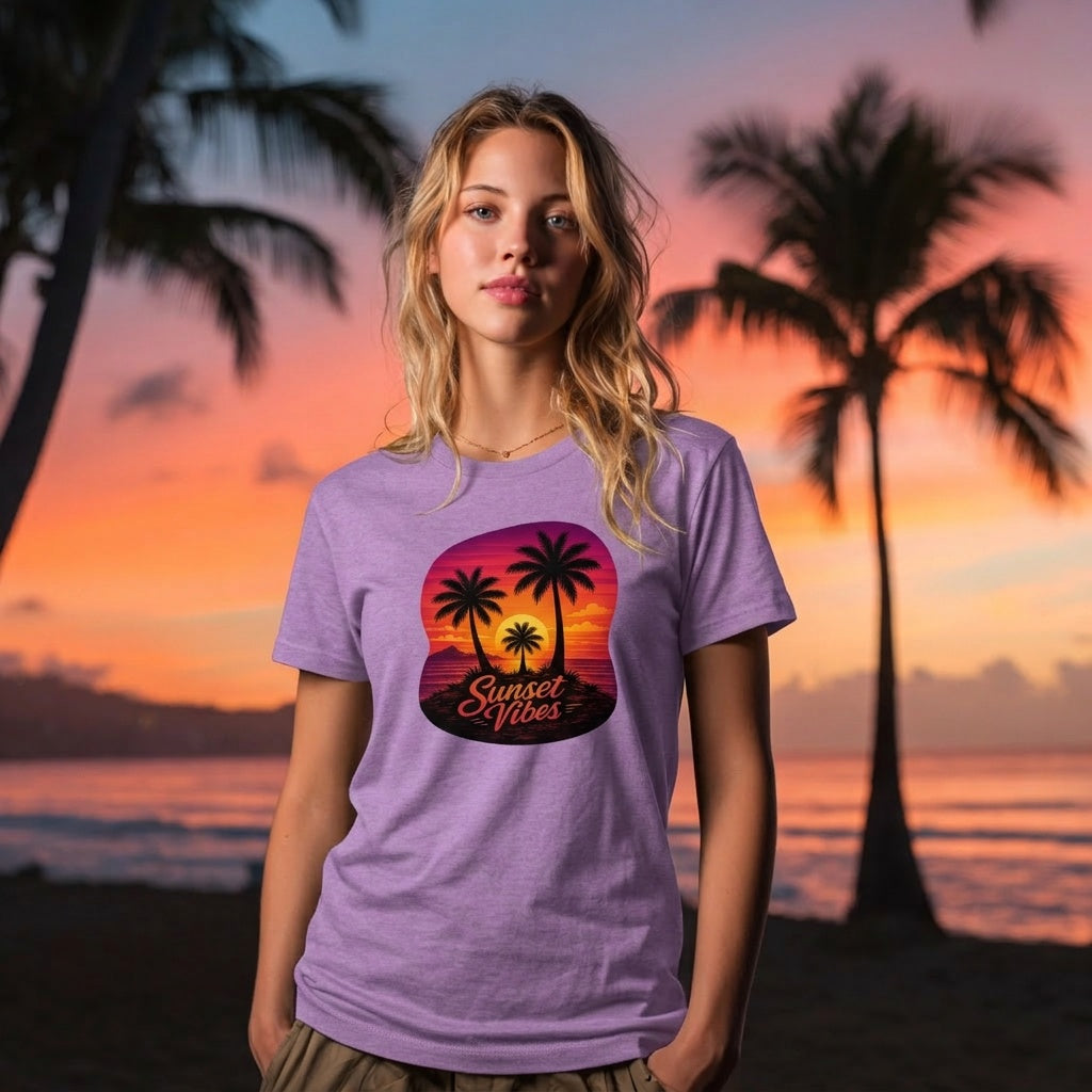 Sunset Vibes Tropical Beach Tee