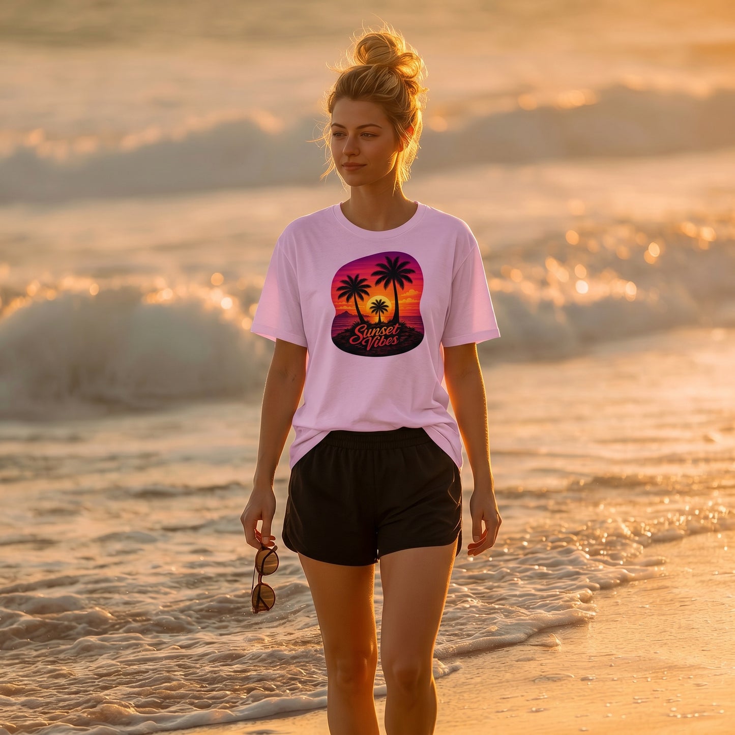 Sunset Vibes Tropical Beach Tee
