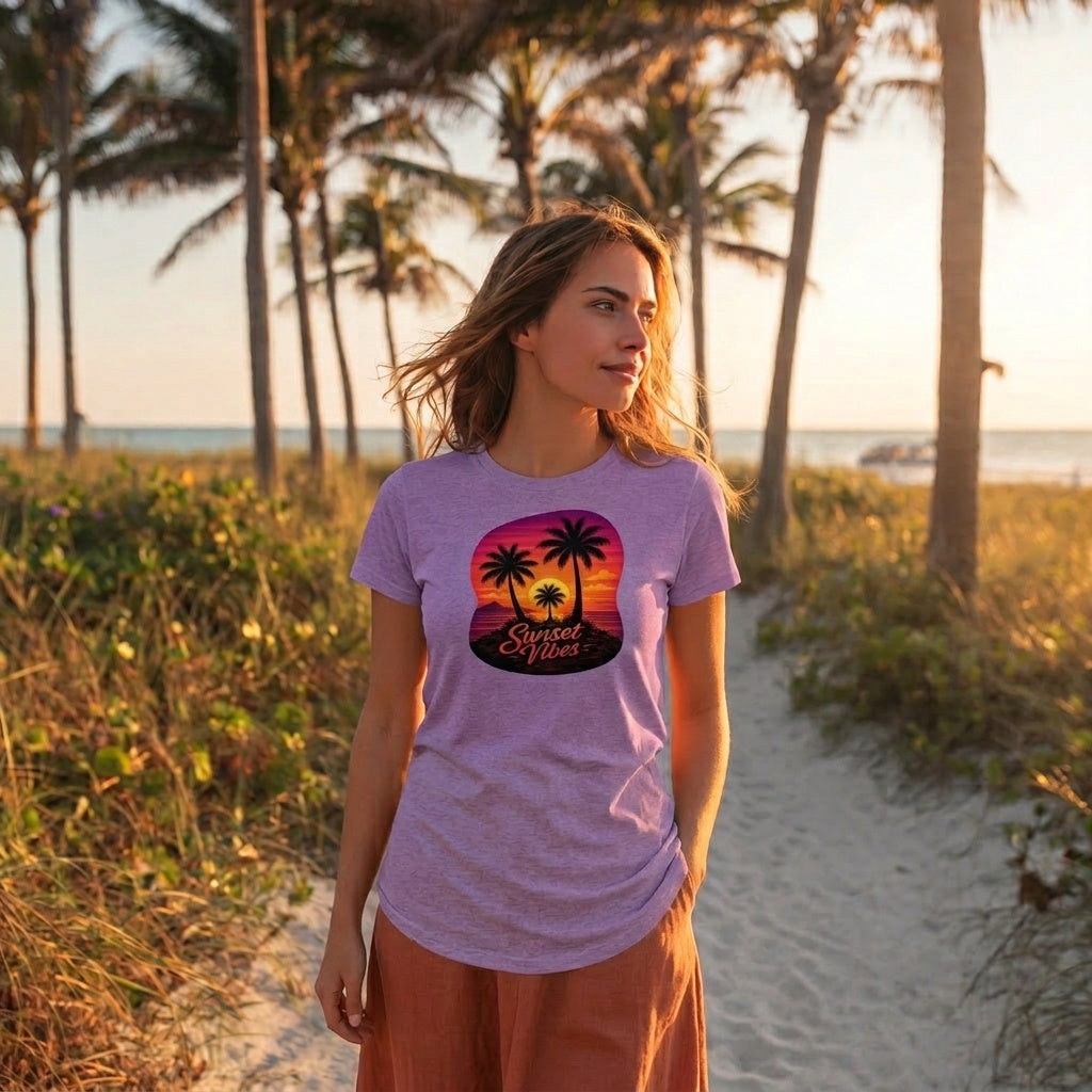 Sunset Vibes Tropical Beach Tee
