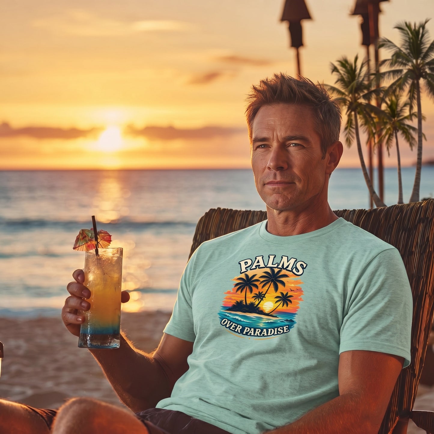 Palms Over Paradise Tropical Beach Tee
