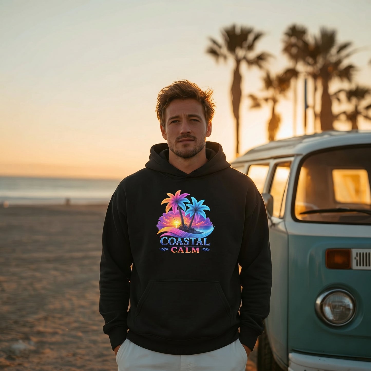 Coastal Calm Tropical Sunset Hoodie