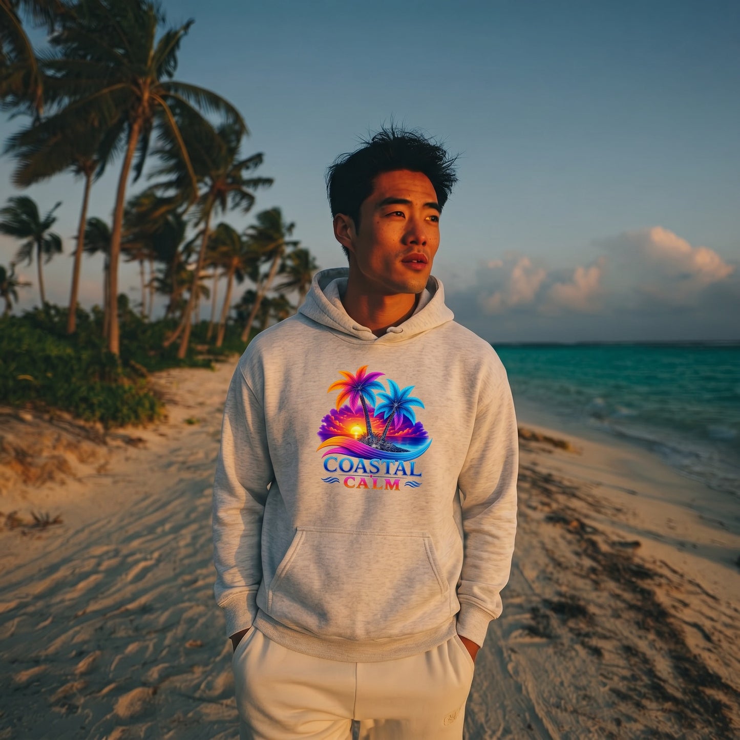 Coastal Calm Tropical Sunset Hoodie