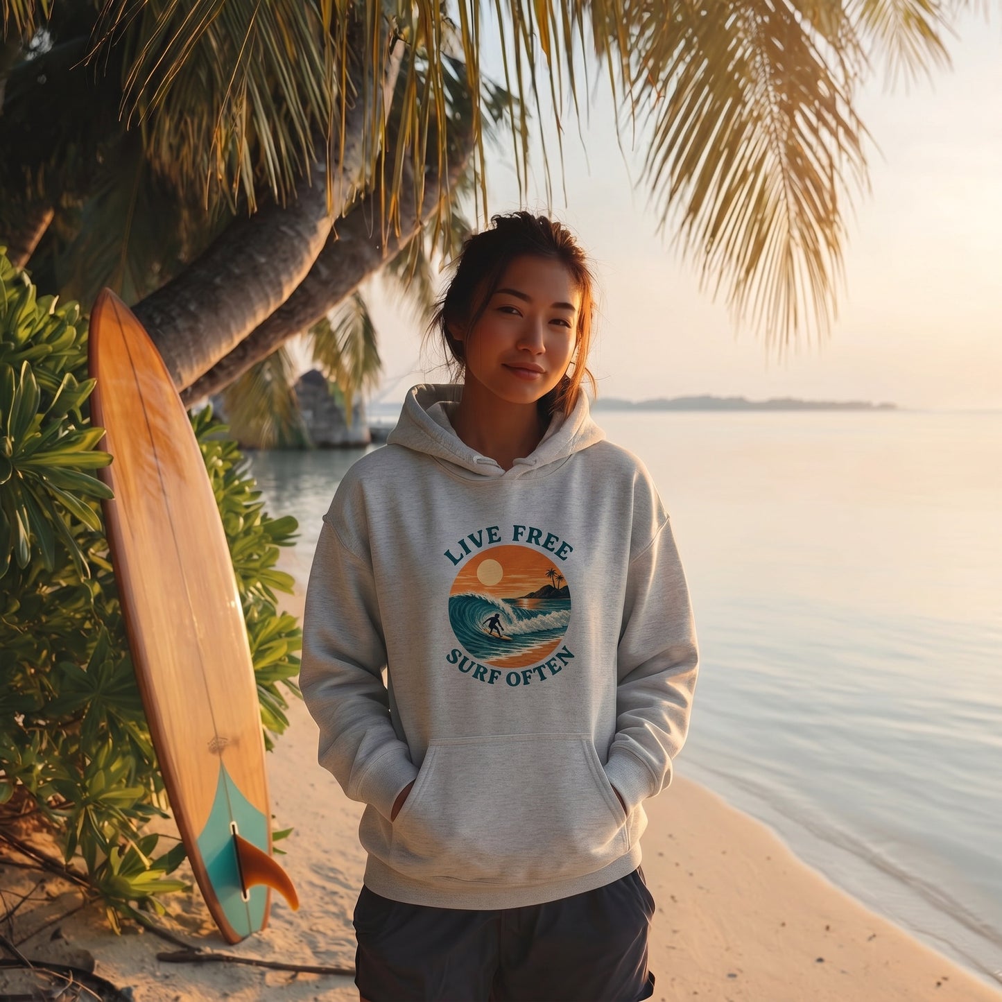 Live Free Surf Often Beach Hoodie