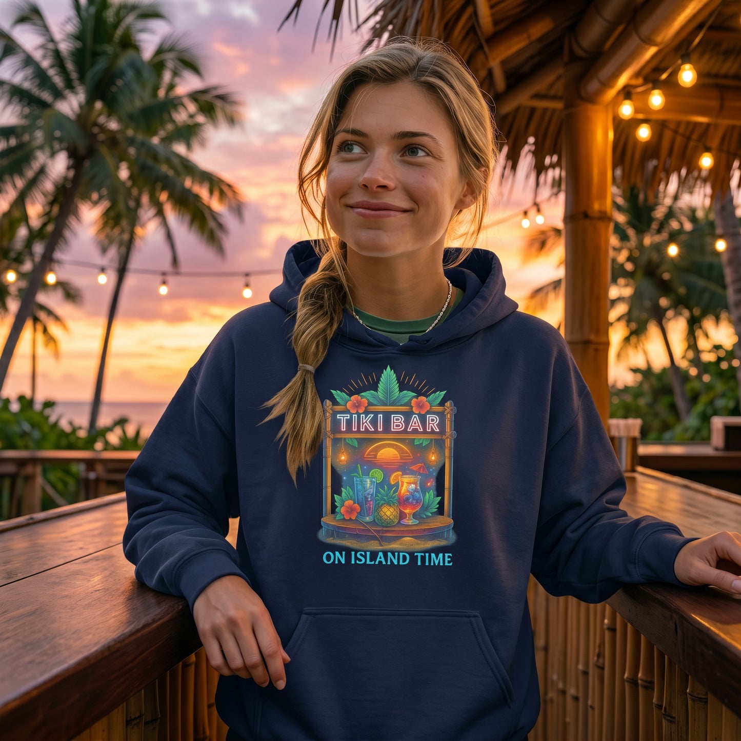 On Island Time Tiki Bar Hoodie