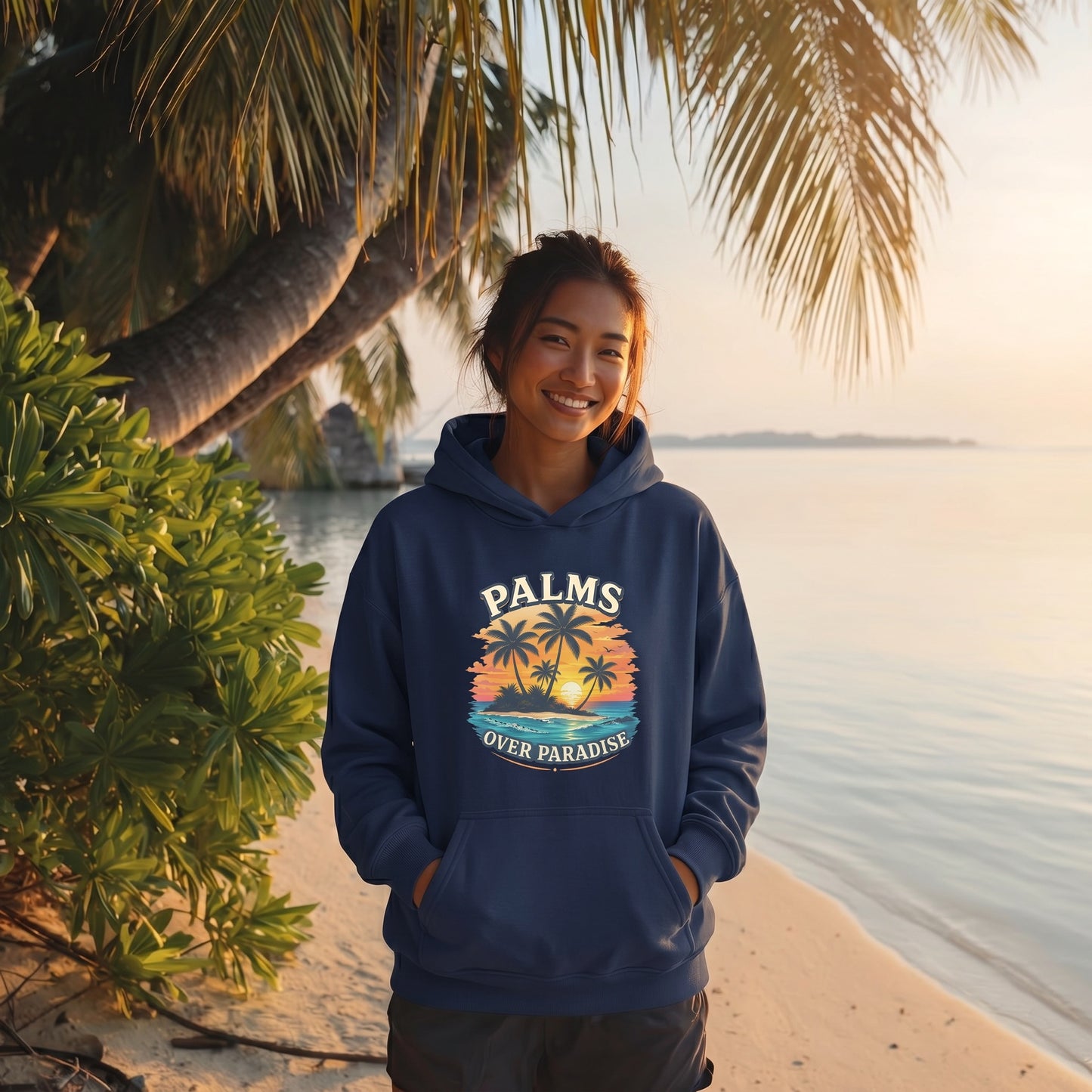 Palms Over Paradise Tropical Beach Hoodie