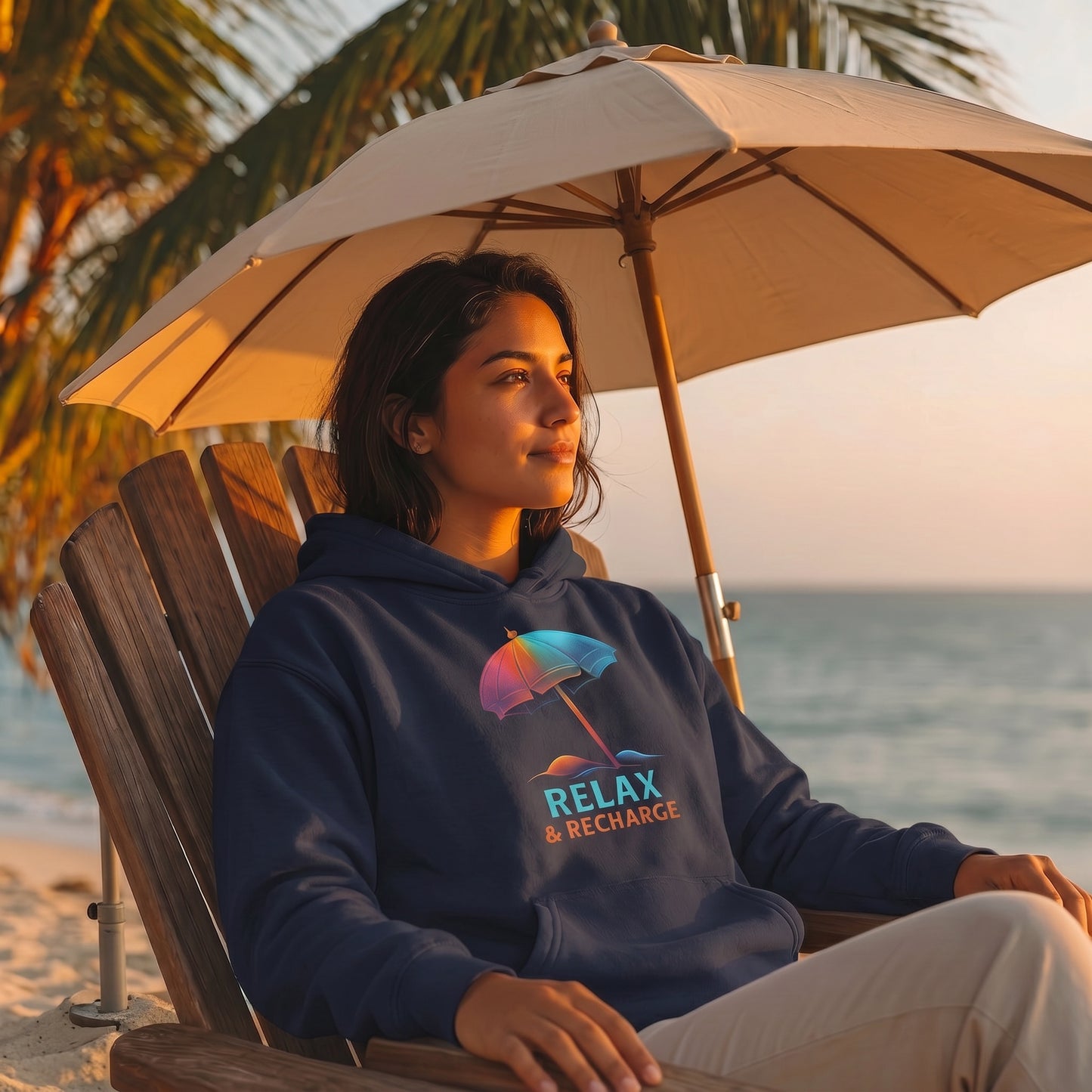Relax Recharge Beach Vacation Hoodie