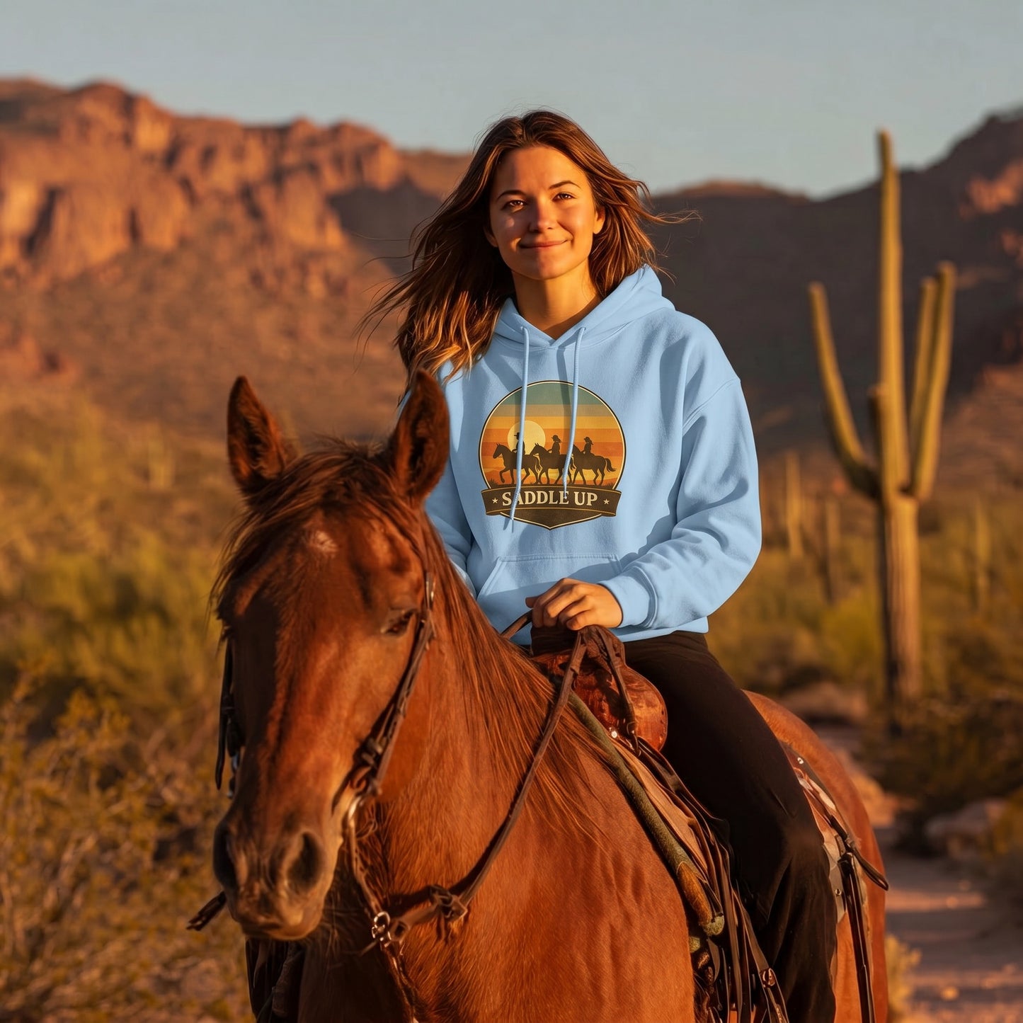 Saddle Up Western Horse Hoodie