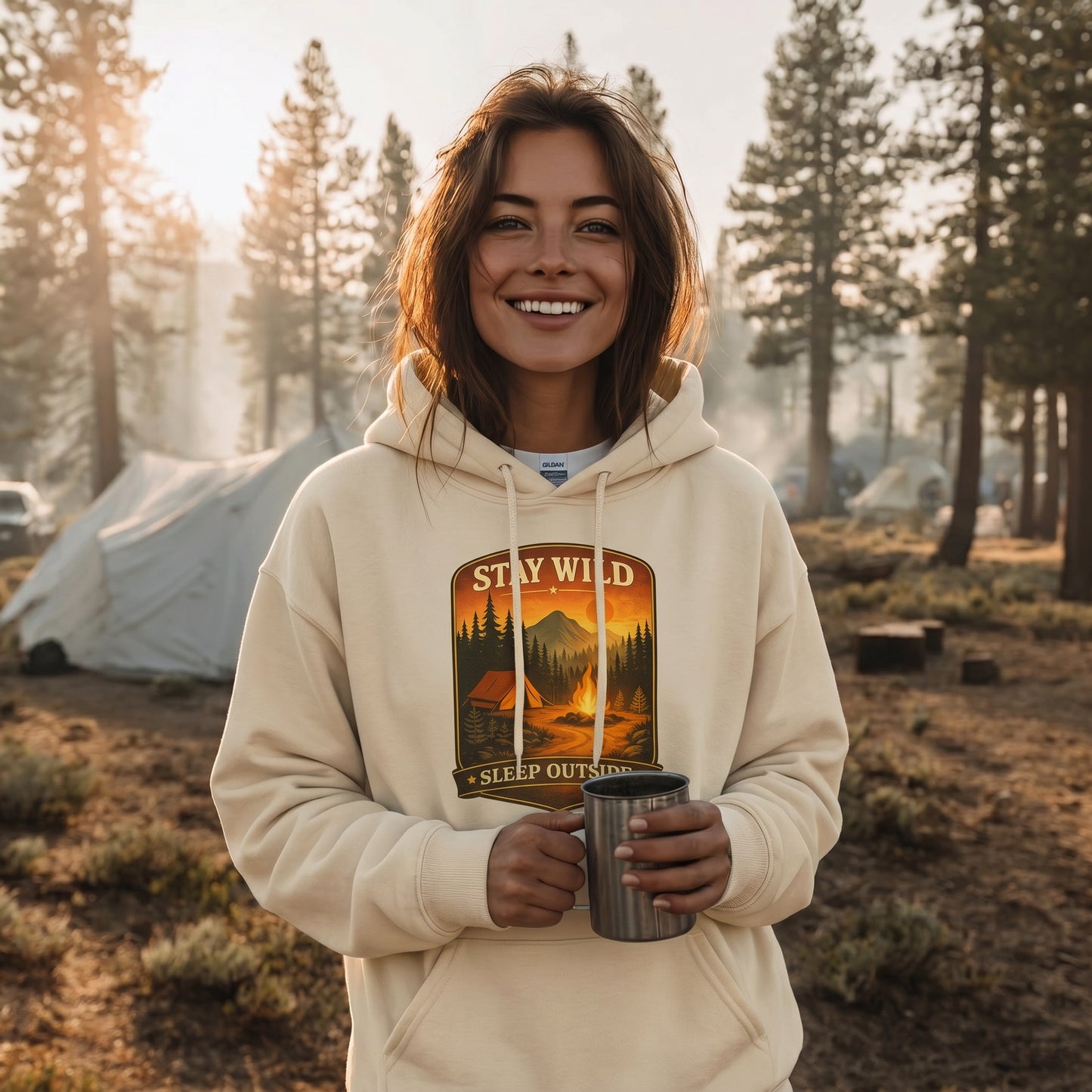 Stay Wild Sleep Outside Camping Hoodie
