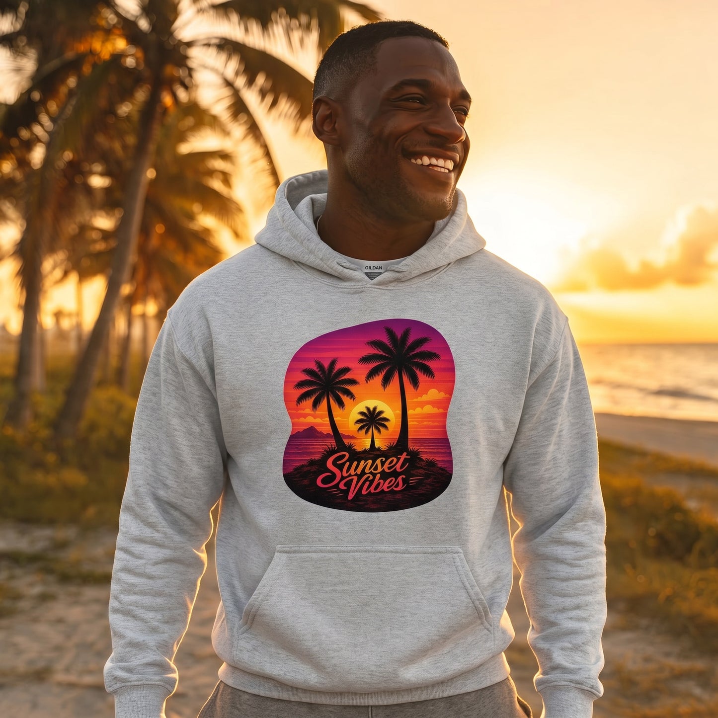 Sunset Vibes Tropical Beach Hoodie