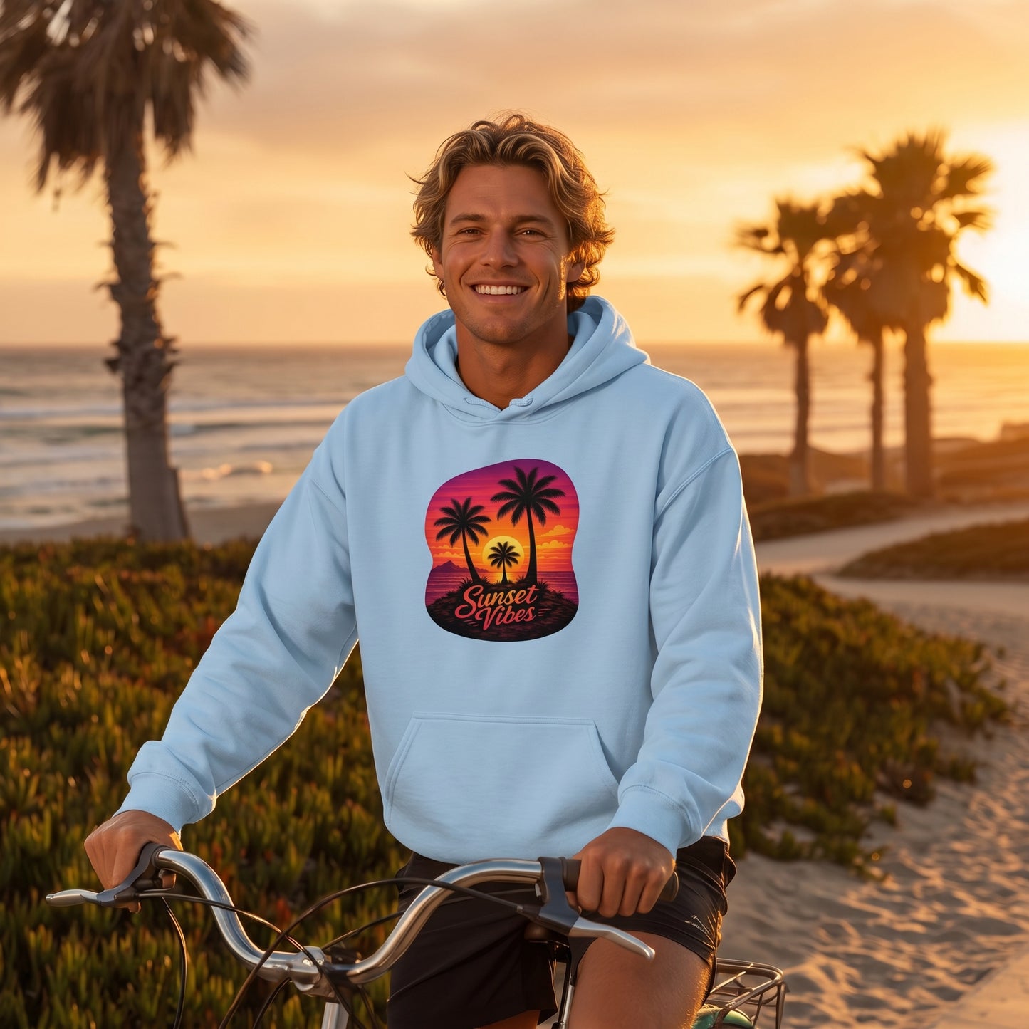 Sunset Vibes Tropical Beach Hoodie