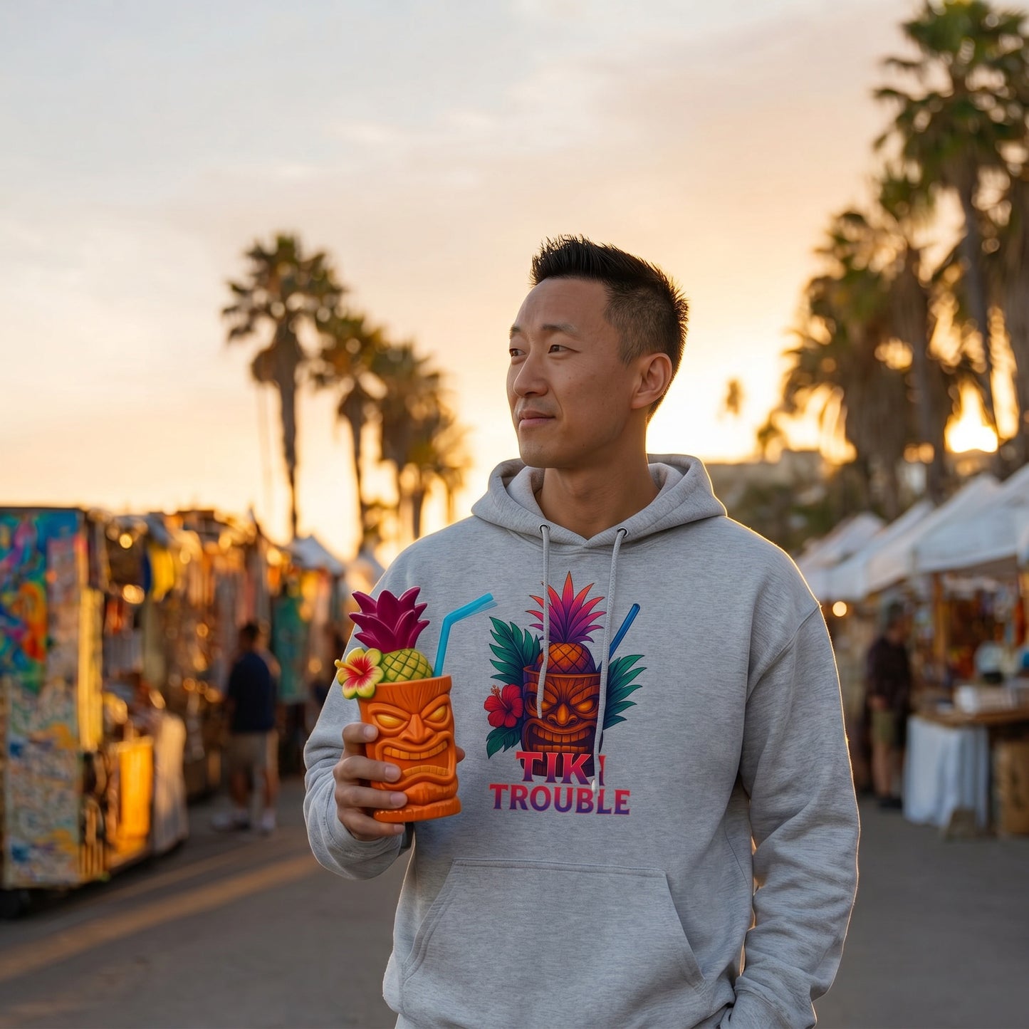 Tiki Trouble Tropical Graphic Hoodie