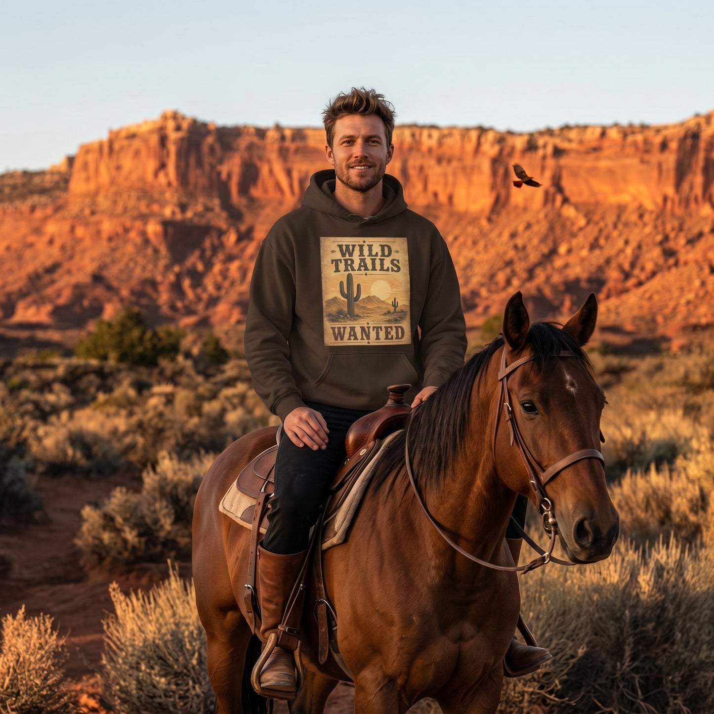 Wild Trails Wanted Western Desert Hoodie