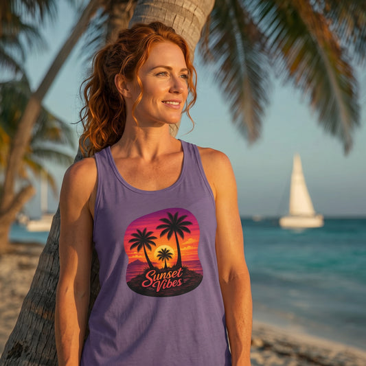 Sunset Vibes Tropical Beach Tank Top