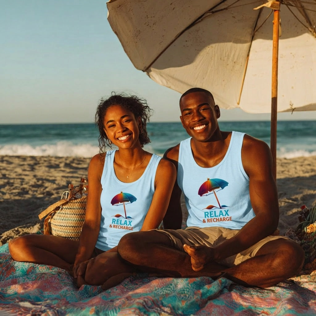 Relax & Recharge Beach Vacation Tank Top