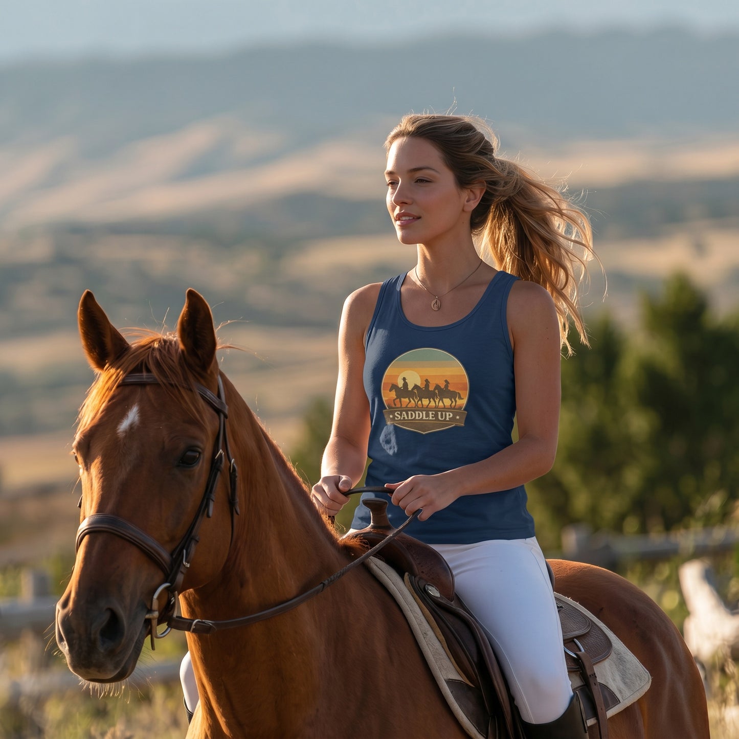 Saddle Up Western Horse Tank Top