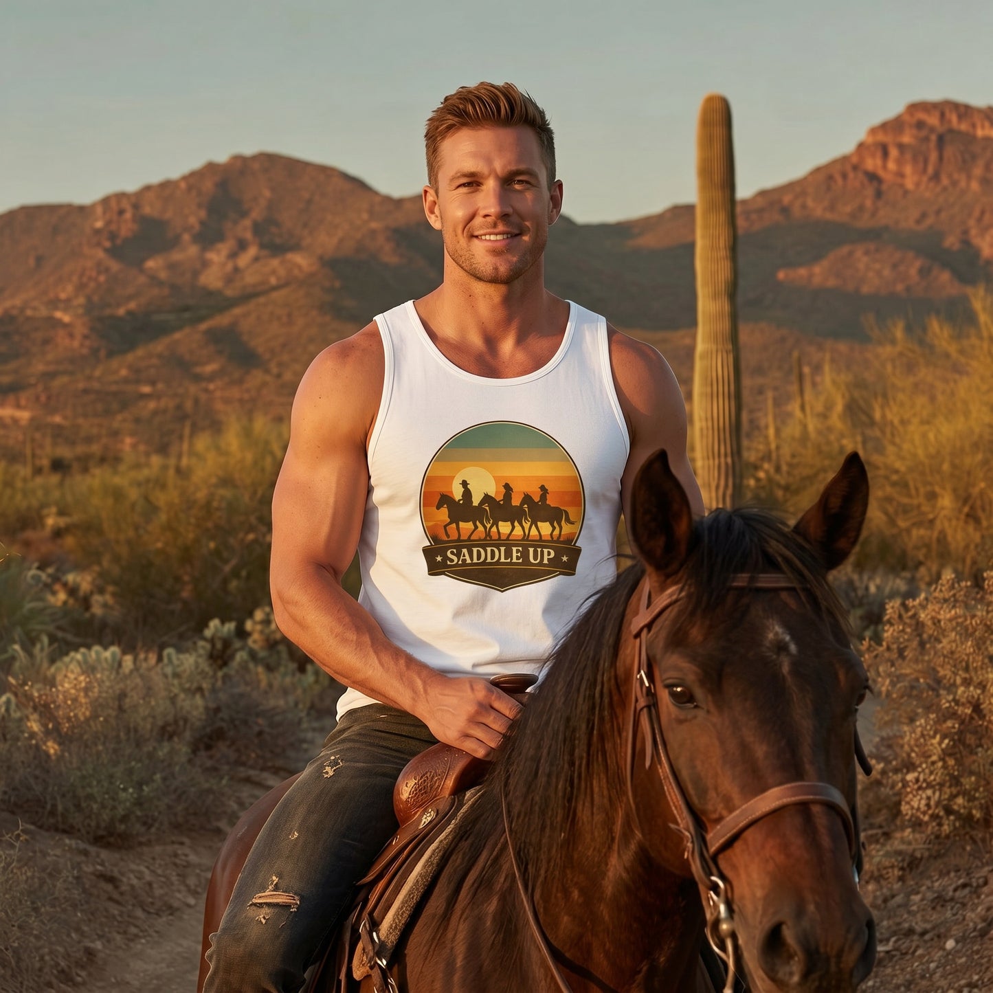 Saddle Up Western Horse Tank Top