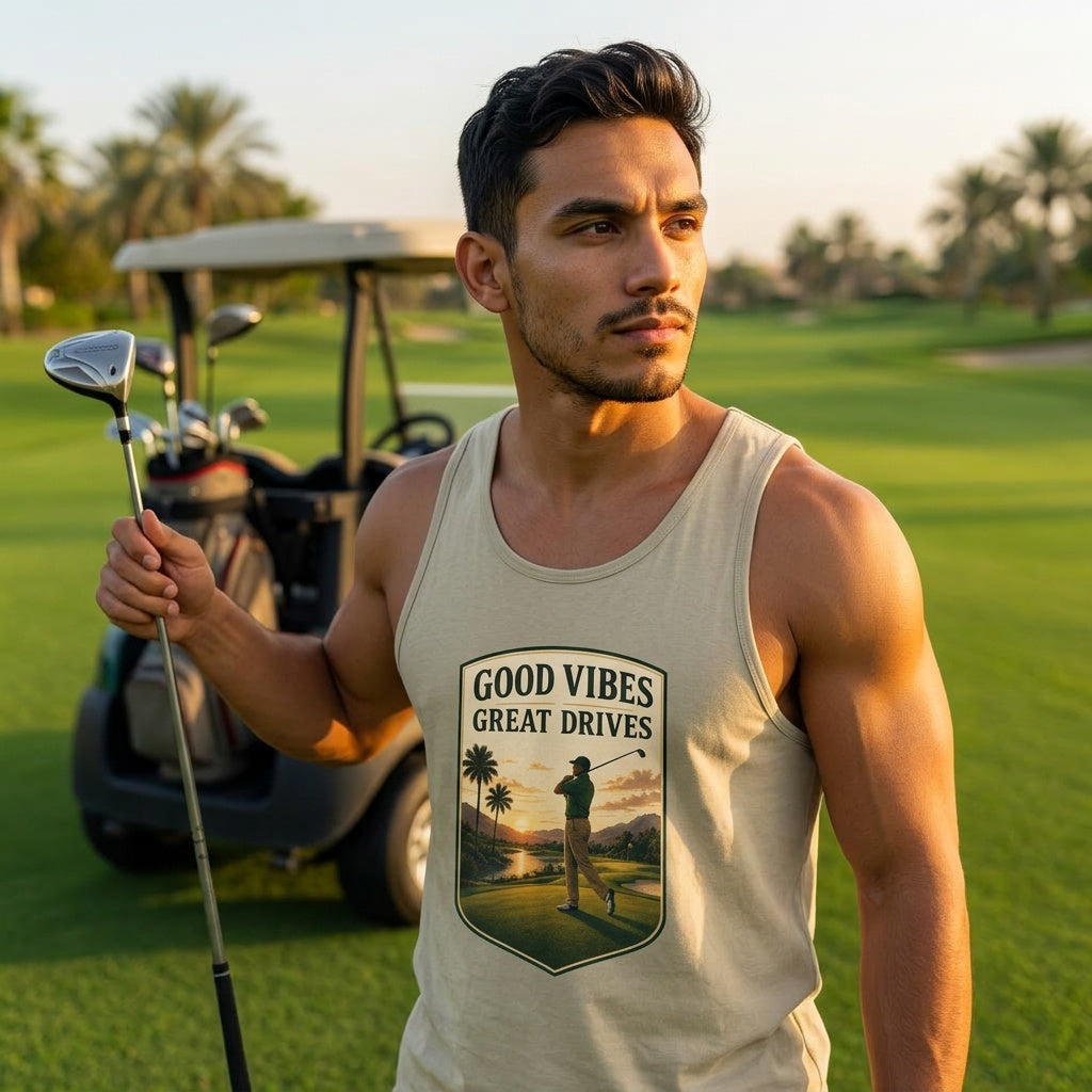 Good Vibes Great Drives Golf Tank Top