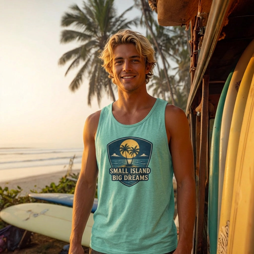 Small Island Big Dreams Beach Tank Top
