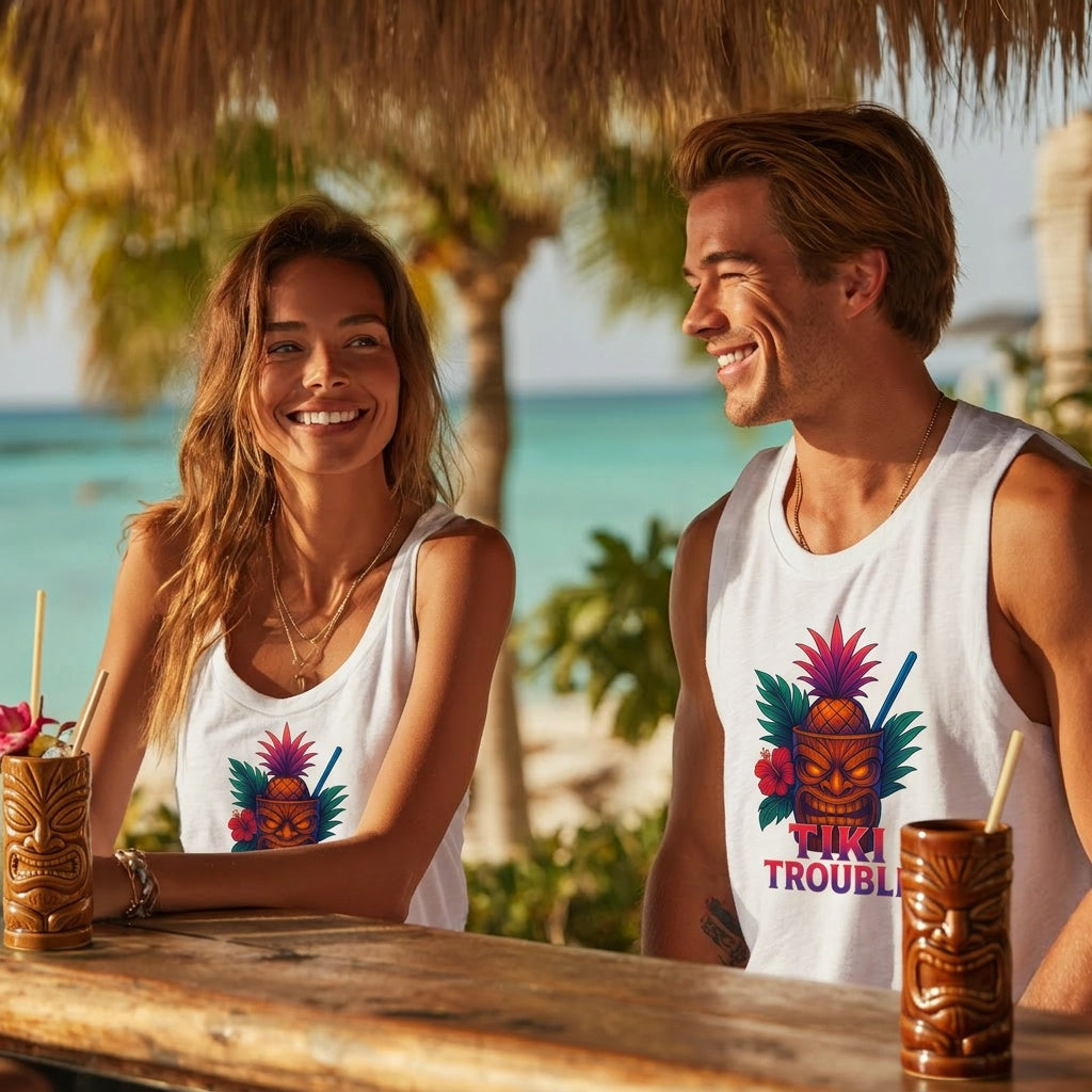 Tiki Trouble Tropical Graphic Tank Top