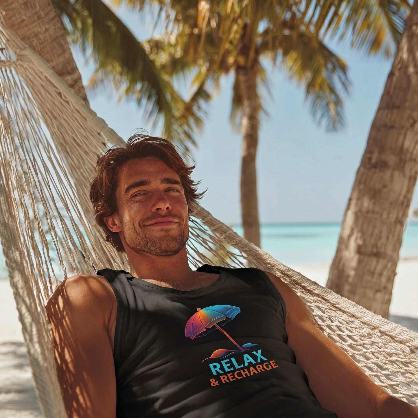 Relax & Recharge Beach Vacation Tank Top