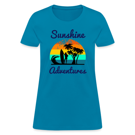 Surfing Sunshine Adventures Women's Tee - turquoise